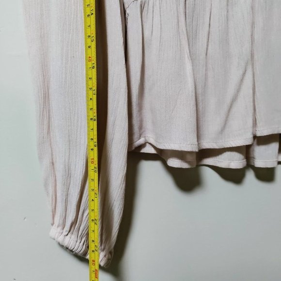 NWT Coco + Jaimeson Gauzy Coquette Whimsy Babydoll Peplum Top Beige Womens Small - Picture 7 of 9